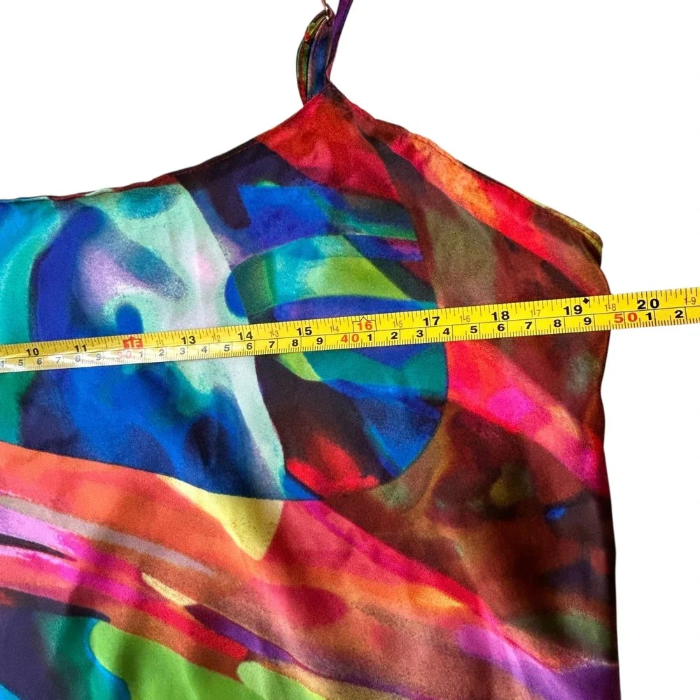 NATORI Private Luxuries Abstract Print Spaghetti Strap‎ Midi Dress Womens Size L - Picture 4 of 5